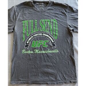 Full Send Nelk UFC Boston Faded Grey Short Sleeve Shirt Size L